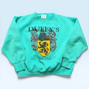 Vintage Healthknit Sweatshirt Mens Medium Green Duffy's Ireland Fleece USA 80s